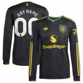 Manchester United 2025/26 Third Long Sleeve Custom Jersey Black | Adidas Sale