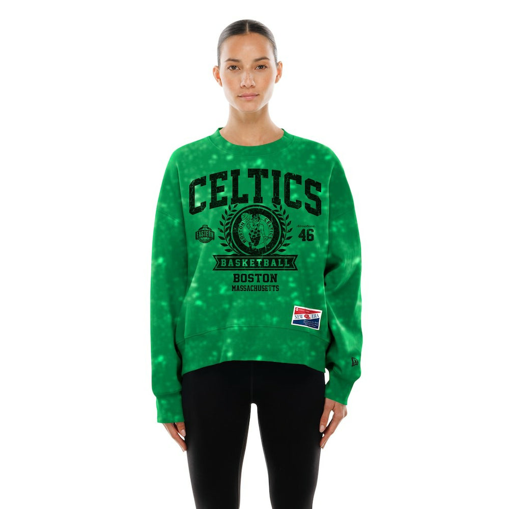 Boston Celtics Women's Throwback Collection Mineral Wash Crewneck Sweatshirt Kelly Green - NBA
