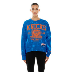 New York Knicks Women's Throwback Collection Mineral Wash Crewneck Sweatshirt Blue - NBA