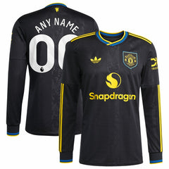 Manchester United 2025/26 Third Replica Long Sleeve Custom Jersey Black | Adidas discount
