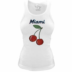 Miami Marlins Tiny Turnip Women's Fitted Cherries Tri-Blend Tank Top - MLB