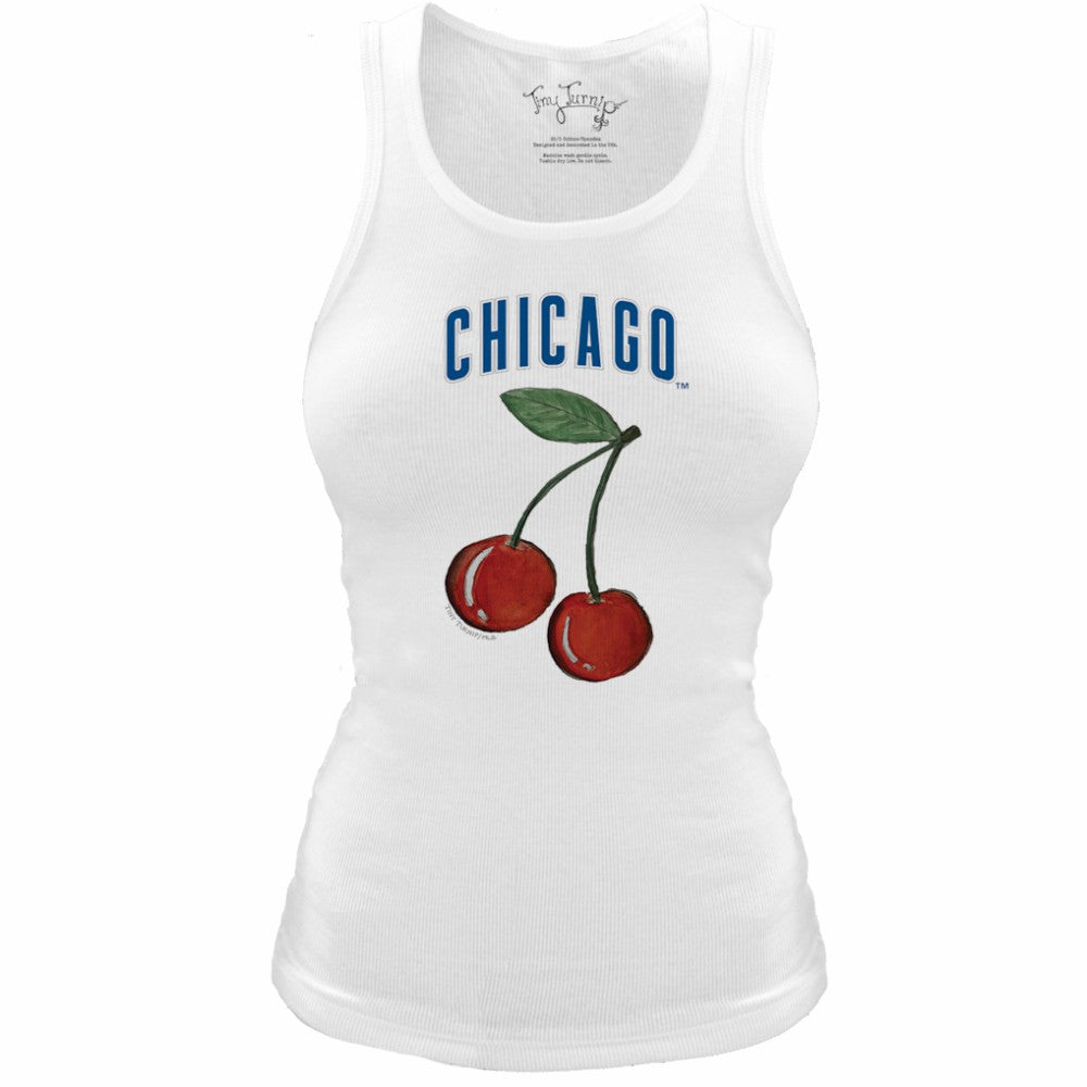 Chicago Cubs Tiny Turnip Women's Fitted Cherries Tri-Blend Tank Top - MLB
