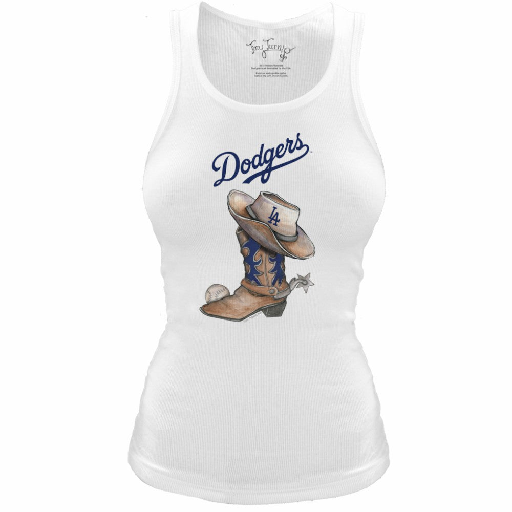 Los Angeles Dodgers Tiny Turnip Women's Fitted Vintage Cowboy Boot Tri-Blend Tank Top - MLB
