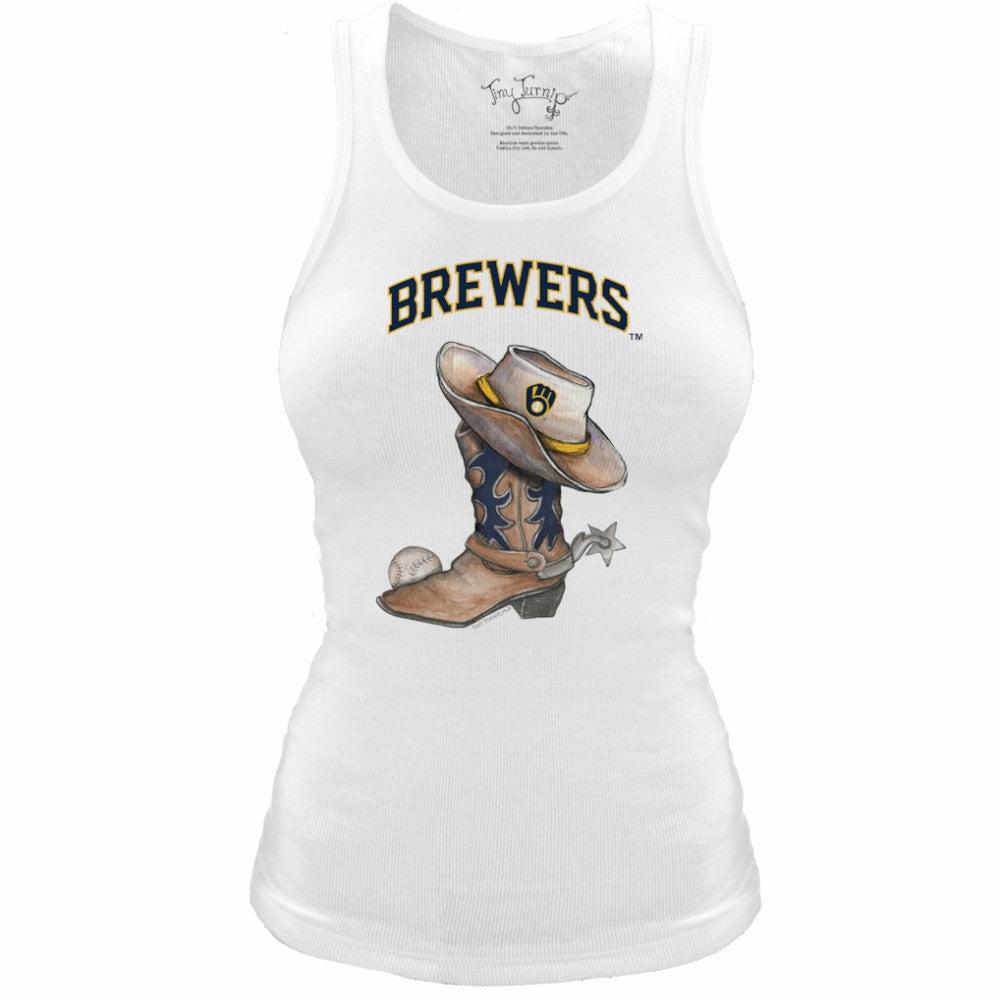 Milwaukee Brewers Tiny Turnip Women's Fitted Vintage Cowboy Boot Tri-Blend Tank Top - MLB