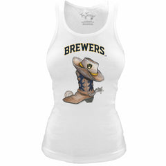 Milwaukee Brewers Tiny Turnip Women's Fitted Vintage Cowboy Boot Tri-Blend Tank Top - MLB