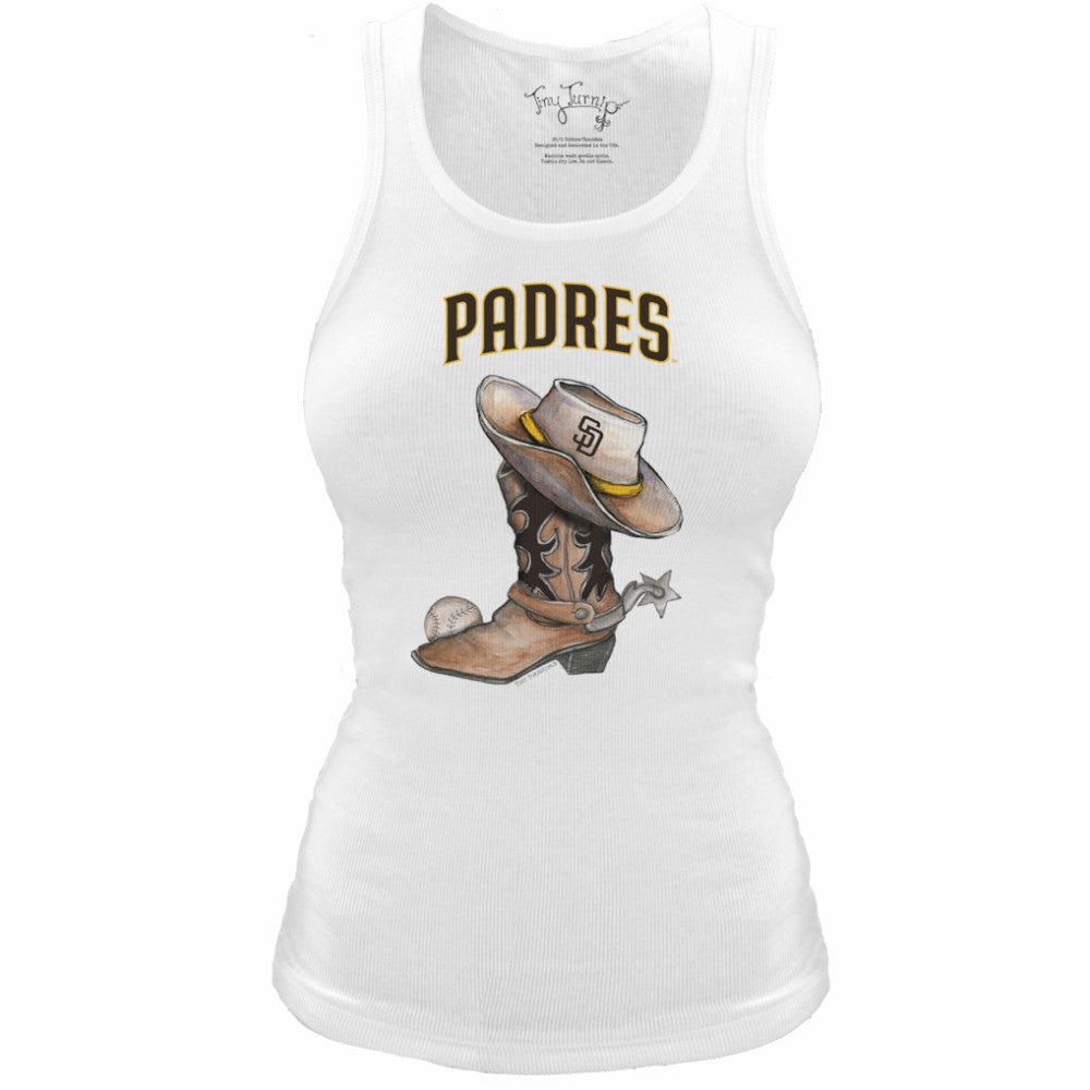 San Diego Padres Tiny Turnip Women's Fitted Vintage Cowboy Boot Tri-Blend Tank Top - MLB