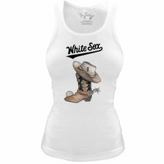 Chicago White Sox Tiny Turnip Women's Fitted Vintage Cowboy Boot Tri-Blend Tank Top - MLB