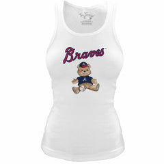 Atlanta Braves Tiny Turnip Women's Fitted Teddy Bear Tri-Blend Tank Top - MLB