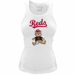Cincinnati Reds Tiny Turnip Women's Fitted Teddy Bear Tri-Blend Tank Top - MLB