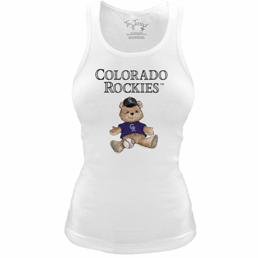 Colorado Rockies Tiny Turnip Women's Fitted Teddy Bear Tri-Blend Tank Top - MLB