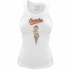 Baltimore Orioles Tiny Turnip Women's Fitted Triple Scoop Tri-Blend Tank Top - MLB
