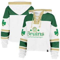 Boston Bruins '47 Women's McLucky Cropped Lacer Hoodie - White - NHL
