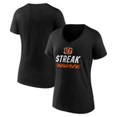Cincinnati Bengals Women's Streak V-Neck T-Shirt Black | NFL