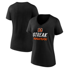 Cincinnati Bengals Women's Streak V-Neck T-Shirt Black | NFL