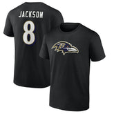 Lamar Jackson Baltimore Ravens Icon Name & Number T-Shirt Black | NFL
