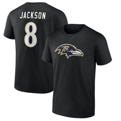 Lamar Jackson Baltimore Ravens Icon Name & Number T-Shirt Black | NFL