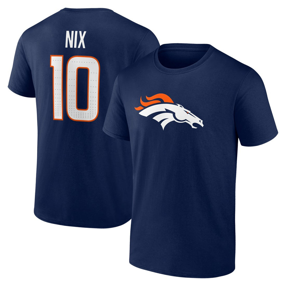 Bo Nix Denver Broncos Icon Name & Number T-Shirt Navy | NFL