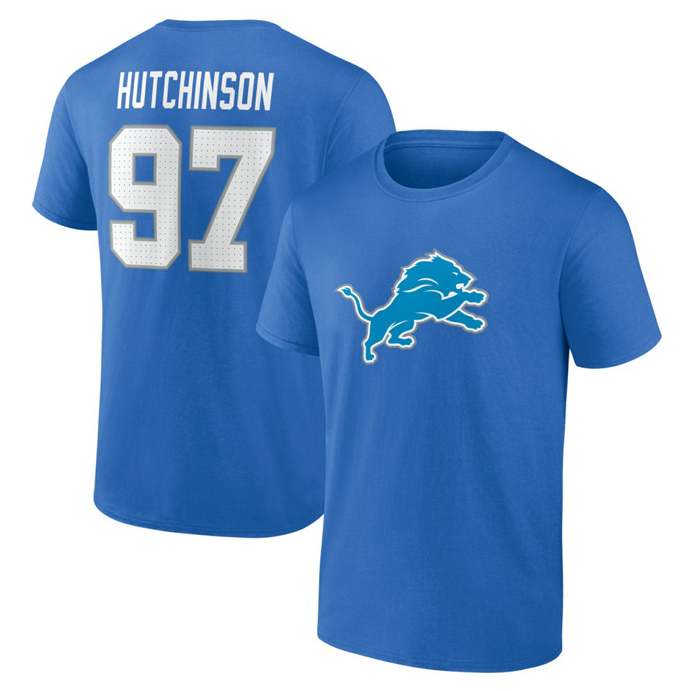 Aidan Hutchinson Detroit Lions Icon Name & Number T-Shirt Blue | NFL