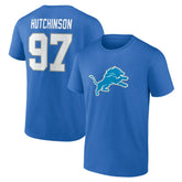 Aidan Hutchinson Detroit Lions Icon Name & Number T-Shirt Blue | NFL