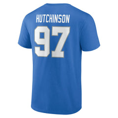 Aidan Hutchinson Detroit Lions Icon Name & Number T-Shirt Blue | NFL