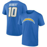Justin Herbert Los Angeles Chargers Icon Name & Number T-Shirt Powder Blue | NFL
