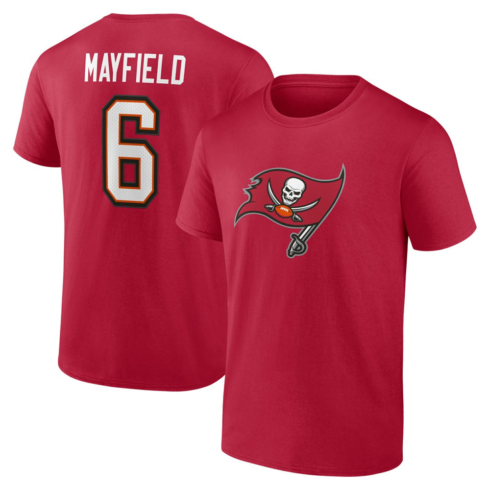 Baker Mayfield Tampa Bay Buccaneers Icon Name & Number T-Shirt Red | NFL