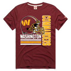 Washington Commanders Homage Helmet Stripe Tri-Blend T-Shirt Burgundy | NFL