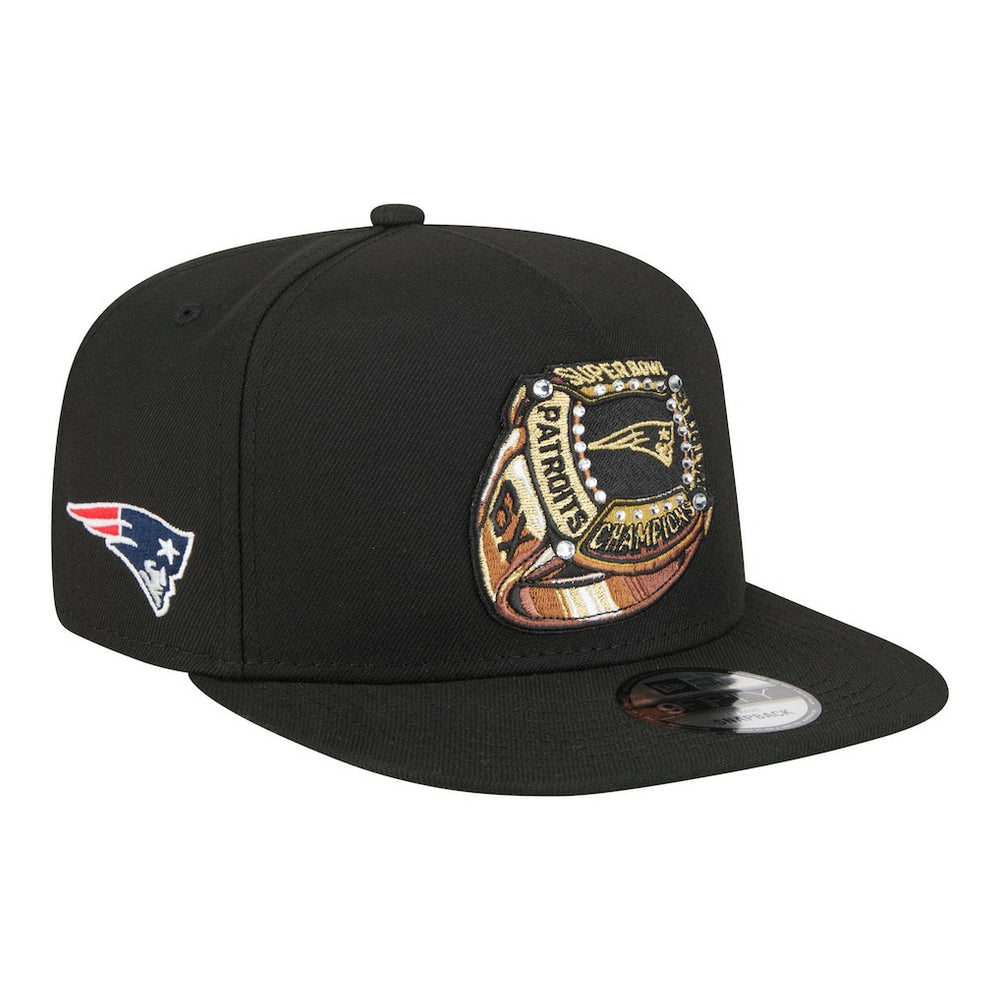 New England Patriots New Era Super Bowl Ring 9FIFTY A-Frame Adjustable Hat Black | NFL