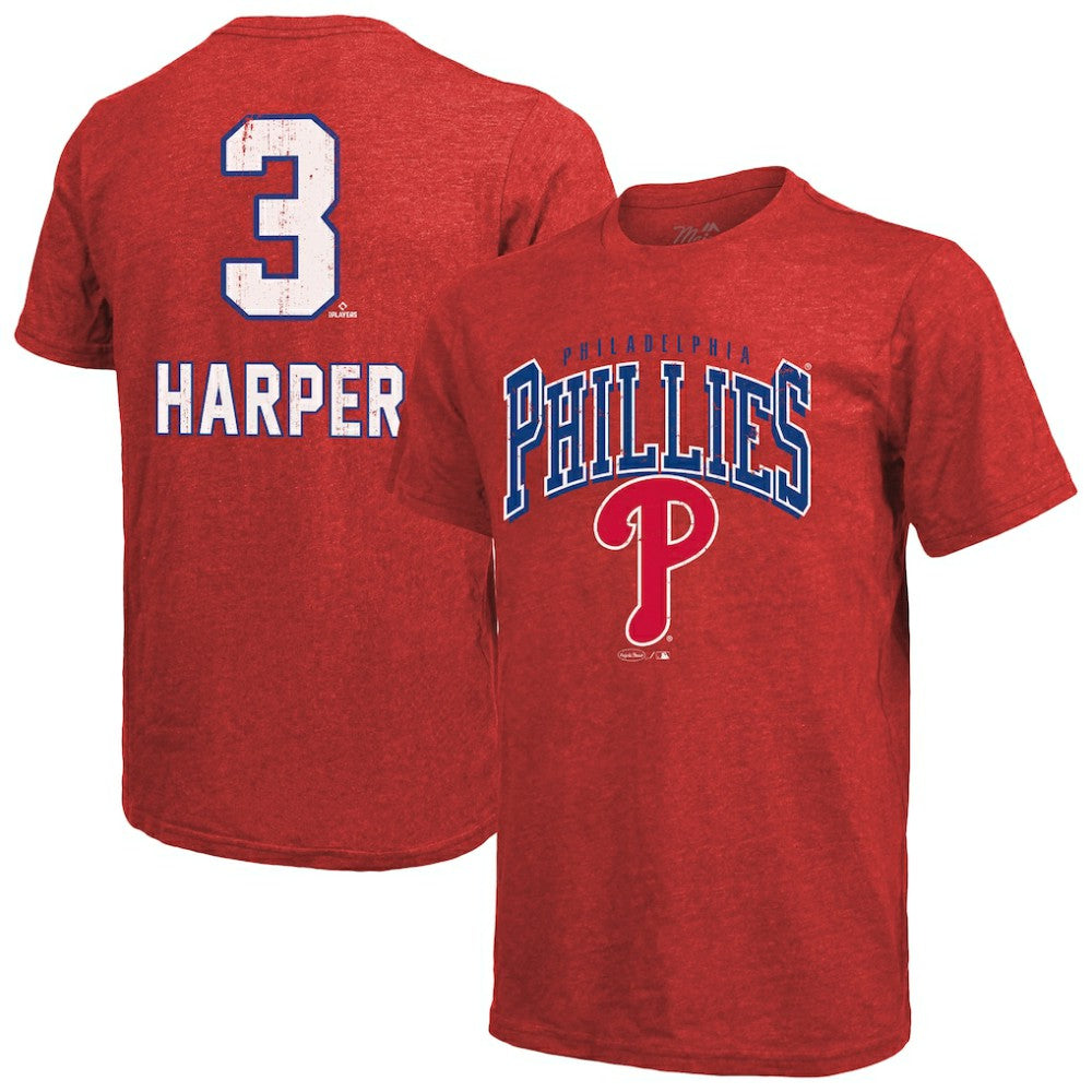Bryce Harper Philadelphia Phillies Majestic Threads Triblend Name & Number T-Shirt - MLB