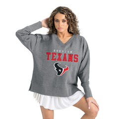 Houston Texans Gameday Couture Women's French Terry V-Neck Pullover Sweatshirt Gray | NFL