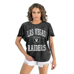 Las Vegas Raiders Gameday Couture Women's Relaxed Flutter Sleeve T-Shirt Black | NFL