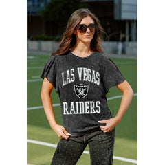 Las Vegas Raiders Gameday Couture Women's Relaxed Flutter Sleeve T-Shirt Black | NFL