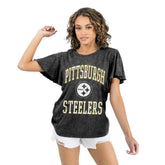 Pittsburgh Steelers Gameday Couture Women's Relaxed Flutter Sleeve T-Shirt Black | NFL