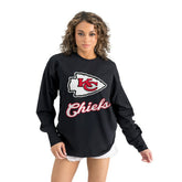 Kansas City Chiefs Gameday Couture Women's Oversized Long Sleeve T-Shirt Black | NFL