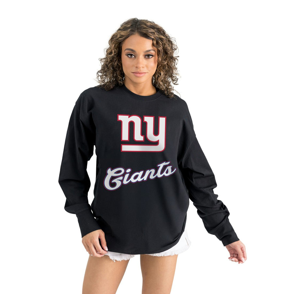 New York Giants Gameday Couture Women's Oversized Long Sleeve T-Shirt Black | NFL