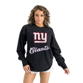 New York Giants Gameday Couture Women's Oversized Long Sleeve T-Shirt Black | NFL