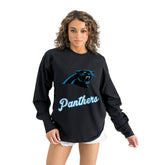 Carolina Panthers Gameday Couture Women's Oversized Long Sleeve T-Shirt Black | NFL