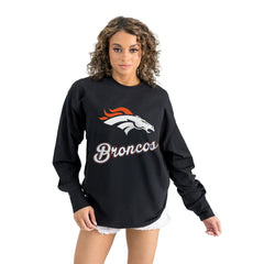 Denver Broncos Gameday Couture Women's Oversized Long Sleeve T-Shirt Black | NFL