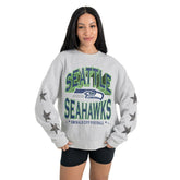 Seattle Seahawks Gameday Couture Women's Resilience Relaxed Rhinestone Pullover Sweatshirt Ash | NFL