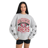 San Francisco 49ers Gameday Couture Women's Resilience Relaxed Rhinestone Pullover Sweatshirt Ash | NFL