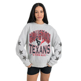 Houston Texans Gameday Couture Women's Resilience Relaxed Rhinestone Pullover Sweatshirt Ash | NFL