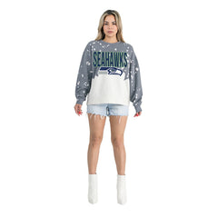 Seattle Seahawks Gameday Couture Women's Oversized Faded Wash Tri-Blend Pullover Sweatshirt Gray | NFL