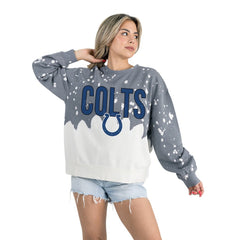Indianapolis Colts Gameday Couture Women's Oversized Faded Wash Tri-Blend Pullover Sweatshirt Gray | NFL