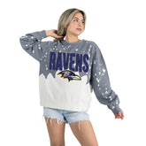 Baltimore Ravens Gameday Couture Women's Oversized Faded Wash Tri-Blend Pullover Sweatshirt Gray | NFL