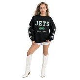 New York Jets Gameday Couture Women's Velocity Relaxed Rhinestone Pullover Sweatshirt Black | NFL