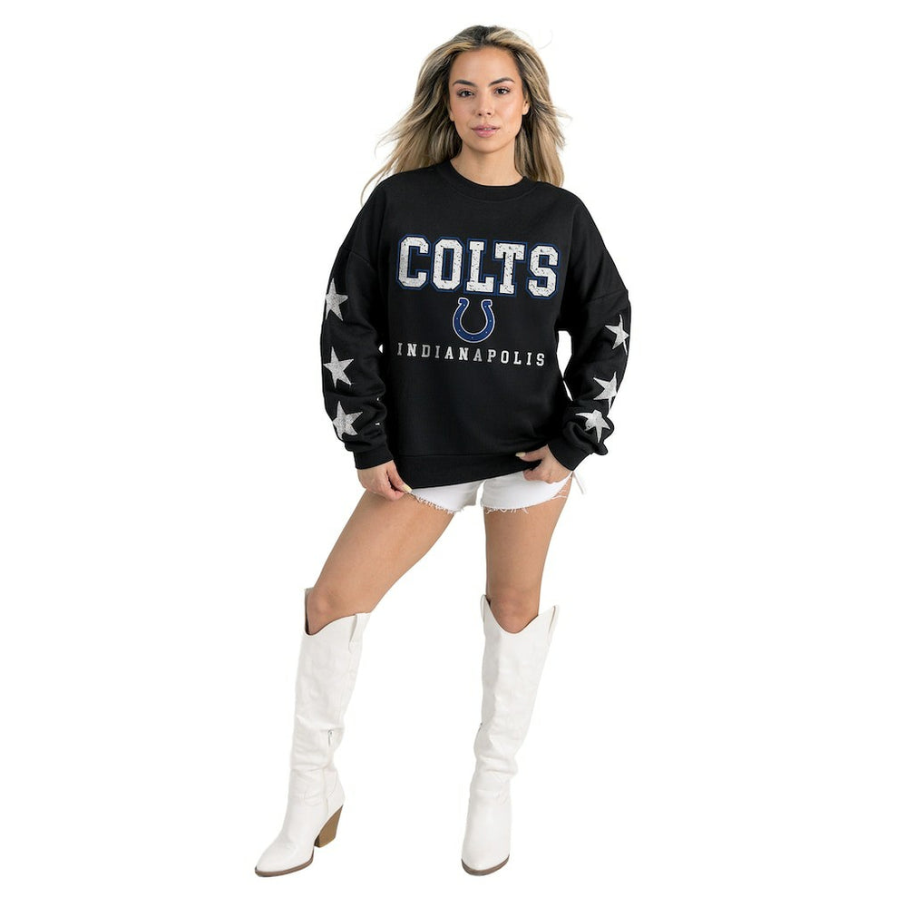 Indianapolis Colts Gameday Couture Women's Velocity Relaxed Rhinestone Pullover Sweatshirt Black | NFL