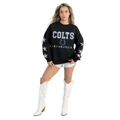Indianapolis Colts Gameday Couture Women's Velocity Relaxed Rhinestone Pullover Sweatshirt Black | NFL