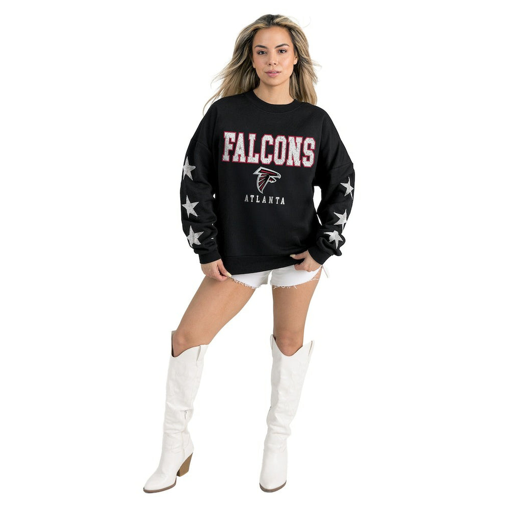 Atlanta Falcons Gameday Couture Women's Velocity Relaxed Rhinestone Pullover Sweatshirt Black | NFL