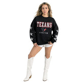 Houston Texans Gameday Couture Women's Velocity Relaxed Rhinestone Pullover Sweatshirt Black | NFL