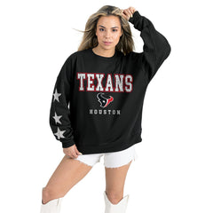 Houston Texans Gameday Couture Women's Velocity Relaxed Rhinestone Pullover Sweatshirt Black | NFL